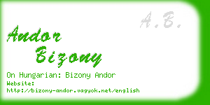 andor bizony business card
